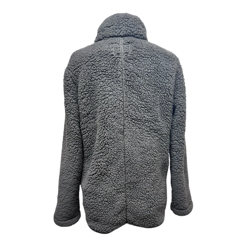 Abercrombie & Fitch Sherpa Nylon Snap Up Jacket, Size Small, Teddy coat, Green - Picture 8 of 15